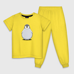 Пижама хлопковая детская Птенец пингвина мультяшный, цвет: желтый