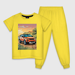 Пижама хлопковая детская Land rover evoque, цвет: желтый
