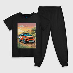 Пижама хлопковая детская Land rover evoque, цвет: черный