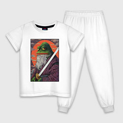 Пижама хлопковая детская Pepe samurai, цвет: белый