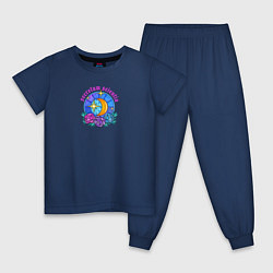 Пижама хлопковая детская Астрологические символы, цвет: тёмно-синий