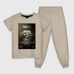 Пижама хлопковая детская Fallout armour poster, цвет: миндальный
