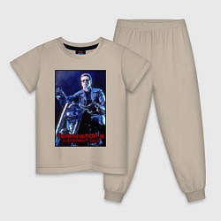 Пижама хлопковая детская T2 - Arnold, цвет: миндальный