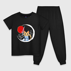 Детская пижама Анимешный кот самурай