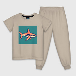 Пижама хлопковая детская Акула арт, цвет: миндальный