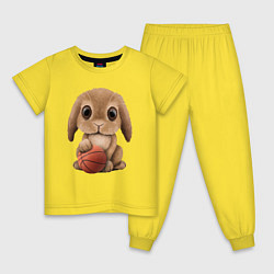 Пижама хлопковая детская Кролик баскетболист, цвет: желтый