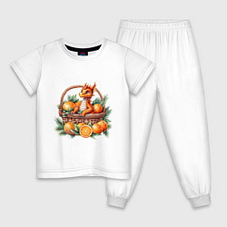 Детская пижама Оранжевый дракон 2024 как мандарин в корзинке