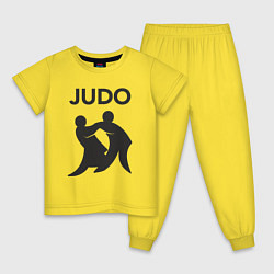 Пижама хлопковая детская Бойцы дзюдо, цвет: желтый
