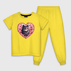 Пижама хлопковая детская Влюбленный волк, цвет: желтый