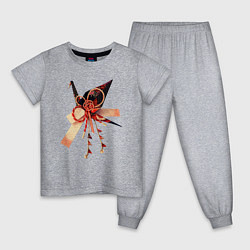 Пижама хлопковая детская Мидзухики: журавлик и бубенцы, цвет: меланж