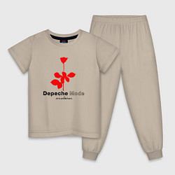 Пижама хлопковая детская Depeche Mode - Violator album logo, цвет: миндальный