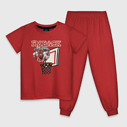 Пижама хлопковая детская Jordan back, цвет: красный