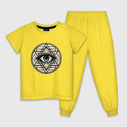 Пижама хлопковая детская Шри-янтра око, цвет: желтый