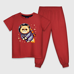 Детская пижама Котик бравый космонавт с джетпаком