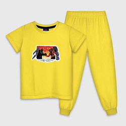 Пижама хлопковая детская Титан Спикермен с титаном Камераменом, цвет: желтый