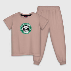Пижама хлопковая детская Лунное кофе, цвет: пыльно-розовый