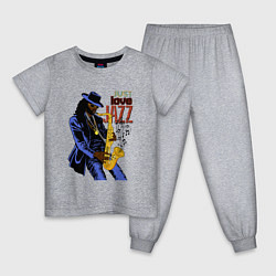 Пижама хлопковая детская Just love jazz, цвет: меланж