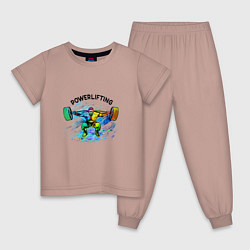 Пижама хлопковая детская Культурист, цвет: пыльно-розовый
