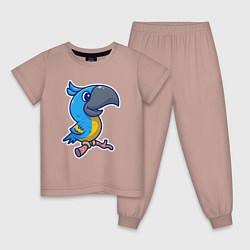 Пижама хлопковая детская Попугайчик, цвет: пыльно-розовый