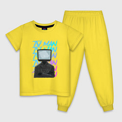 Пижама хлопковая детская Great TV men, цвет: желтый