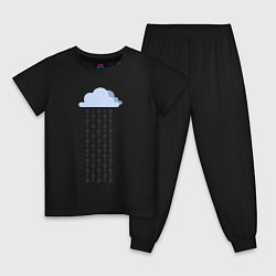 Пижама хлопковая детская Digital rain, цвет: черный