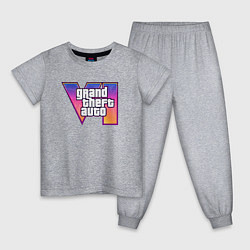 Пижама хлопковая детская Grand theft auto VI, цвет: меланж