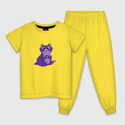 Пижама хлопковая детская Кот с сердцем из лапок, цвет: желтый