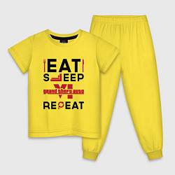 Пижама хлопковая детская Надпись: eat sleep GTA6 repeat, цвет: желтый