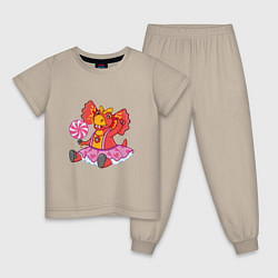 Пижама хлопковая детская Сирена - дракоша 3, цвет: миндальный