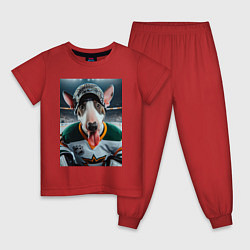 Пижама хлопковая детская Булли - вратарь команды НХЛ, цвет: красный