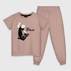 Пижама хлопковая детская Диджей Сталин, цвет: пыльно-розовый