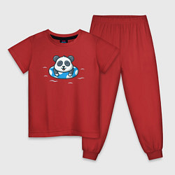 Пижама хлопковая детская Панда на чиле, цвет: красный