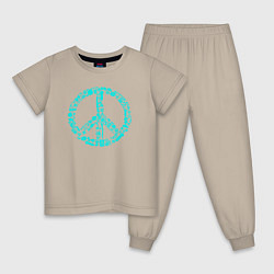 Пижама хлопковая детская Peace life, цвет: миндальный