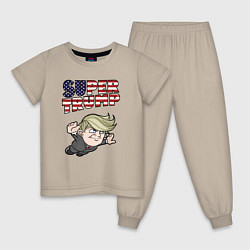 Пижама хлопковая детская Супер Трамп, цвет: миндальный