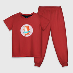 Пижама хлопковая детская Танцующая лиса, цвет: красный
