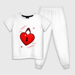 Пижама хлопковая детская Сердце замок, цвет: белый