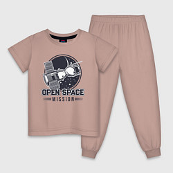 Пижама хлопковая детская Миссия открытый космос, цвет: пыльно-розовый