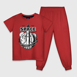 Пижама хлопковая детская Исследуй космос, цвет: красный