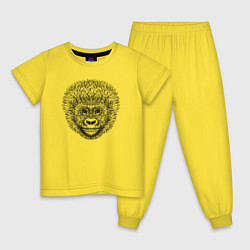 Пижама хлопковая детская Голова детеныша гориллы, цвет: желтый