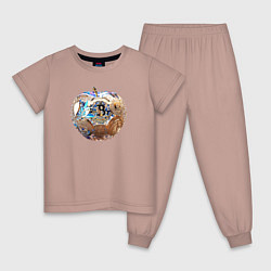 Пижама хлопковая детская Биткоин яблоко, цвет: пыльно-розовый