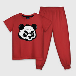 Пижама хлопковая детская Недовольная морда панды, цвет: красный