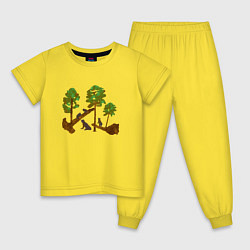 Пижама хлопковая детская Медведи в сосновом лесу, цвет: желтый