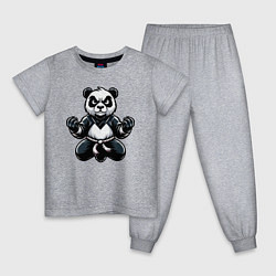 Пижама хлопковая детская Панда тренеруется, цвет: меланж