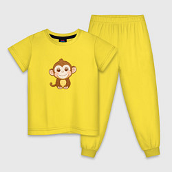 Пижама хлопковая детская Улыбающаяся мартышка, цвет: желтый