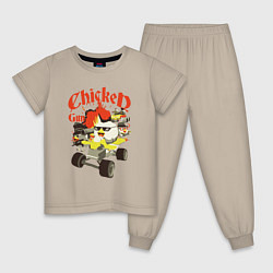 Пижама хлопковая детская Чикен Ган погоня, цвет: миндальный