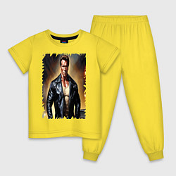Пижама хлопковая детская Арнольд Шварценеггер терминатор, цвет: желтый