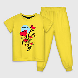 Пижама хлопковая детская Blooming love, цвет: желтый