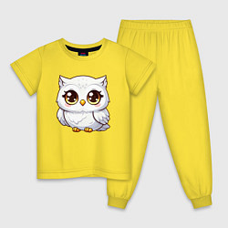 Пижама хлопковая детская Милая белая сова, цвет: желтый