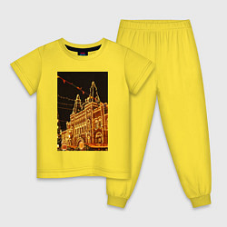 Пижама хлопковая детская Столица в праздничных огнях, цвет: желтый