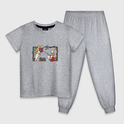 Пижама хлопковая детская Страдающее средневековье : лубок рыцарский турнир, цвет: меланж